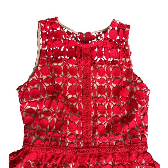 VTG RYAN MICHELLE  DRESS, CROCHET RED, Size L - Picture 3 of 6